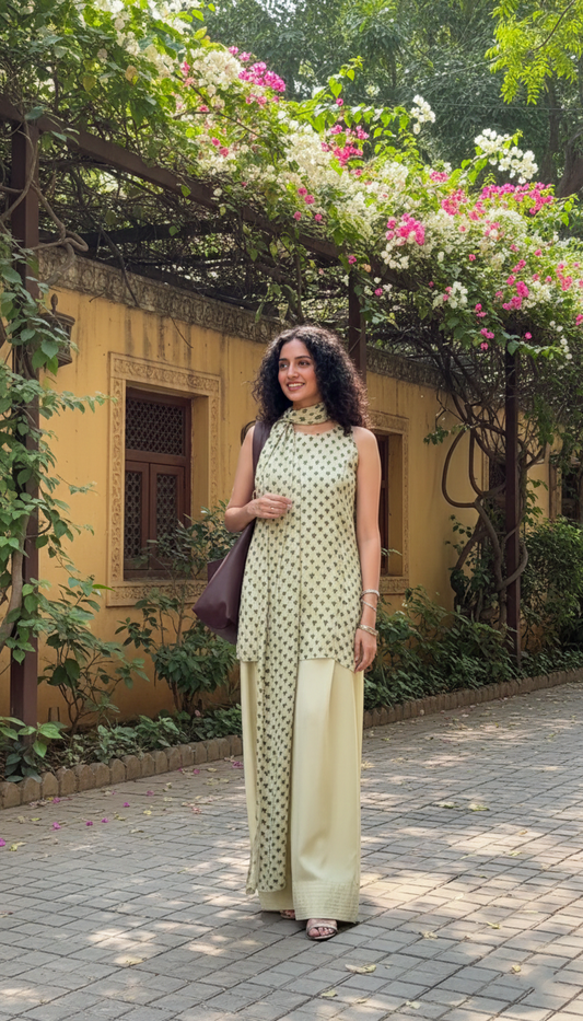 Demo08 Top And Farshi Salwar Set With Dupatta