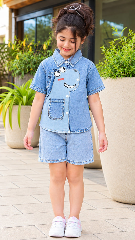 Dino- Denim Look Kids Co-ord Set