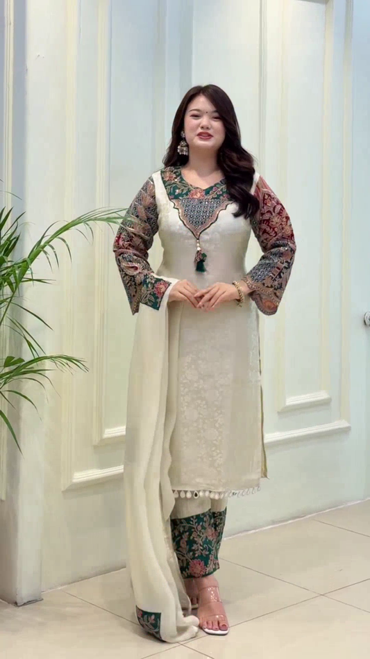 Nakshtra- Straight Kurti Suit Set with Dupatta