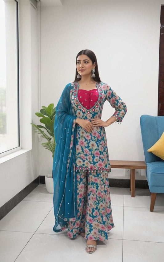Savari-Designer three Piece Suit Set
