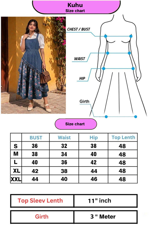 Kuhu-Floral Ruffle Pinafore Dress