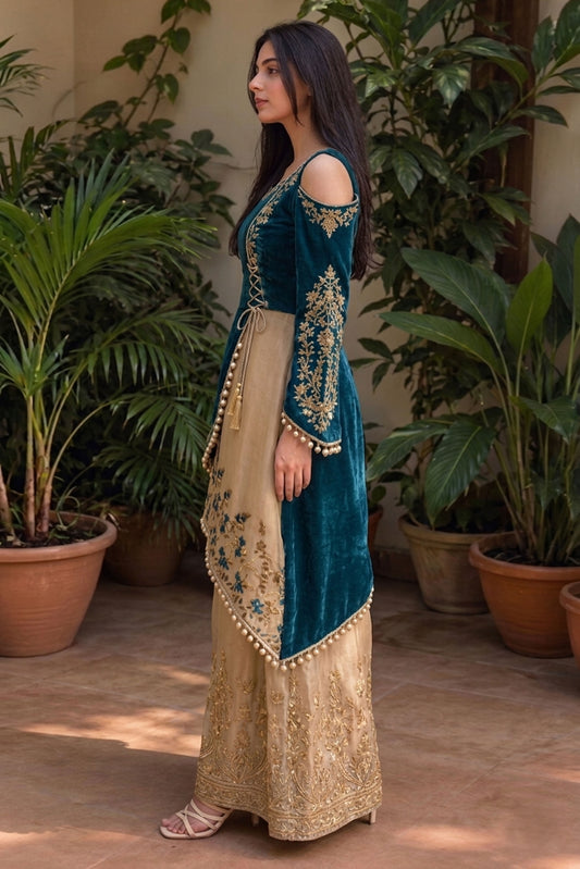 Nawabi-Designer Kurti with Palazzo Set