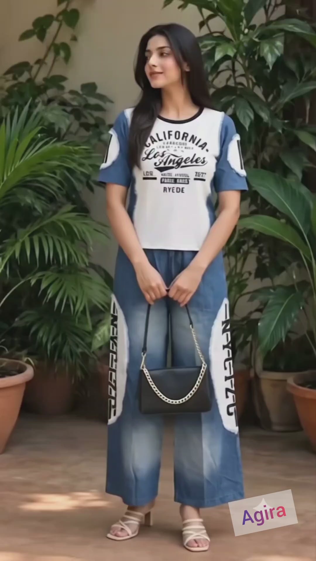 Fornia- Printed  Denim Look Co-Ord Set