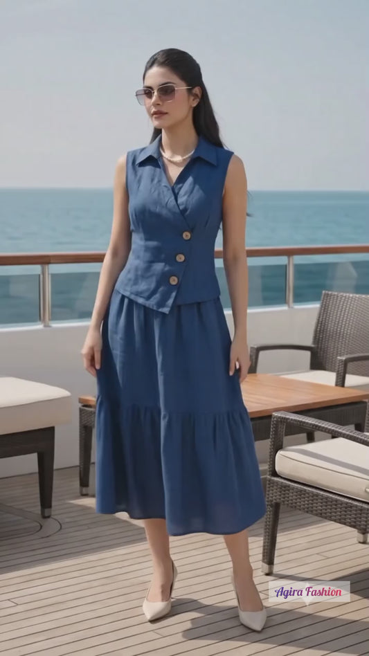 BlueSky-Women's Top  Skirt Co-Ord Set