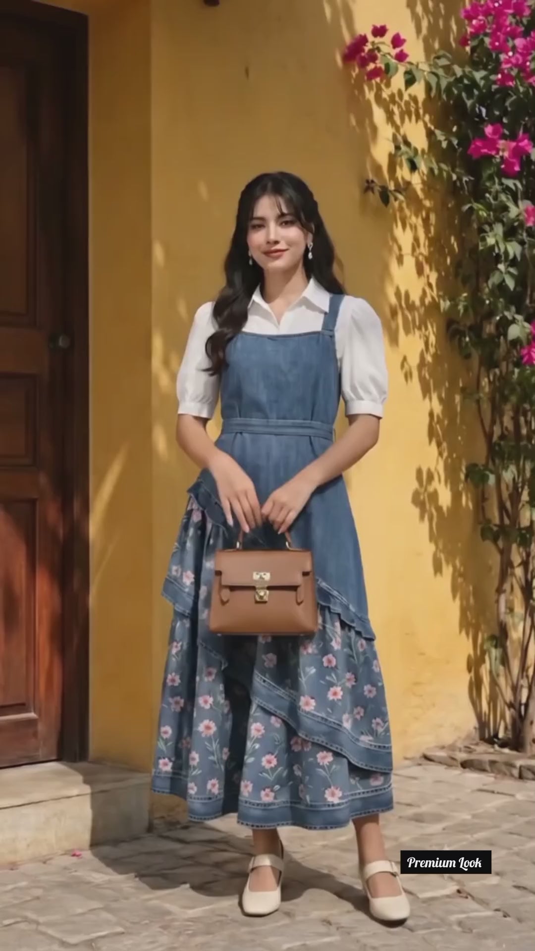Kuhu-Floral Ruffle Pinafore Dress