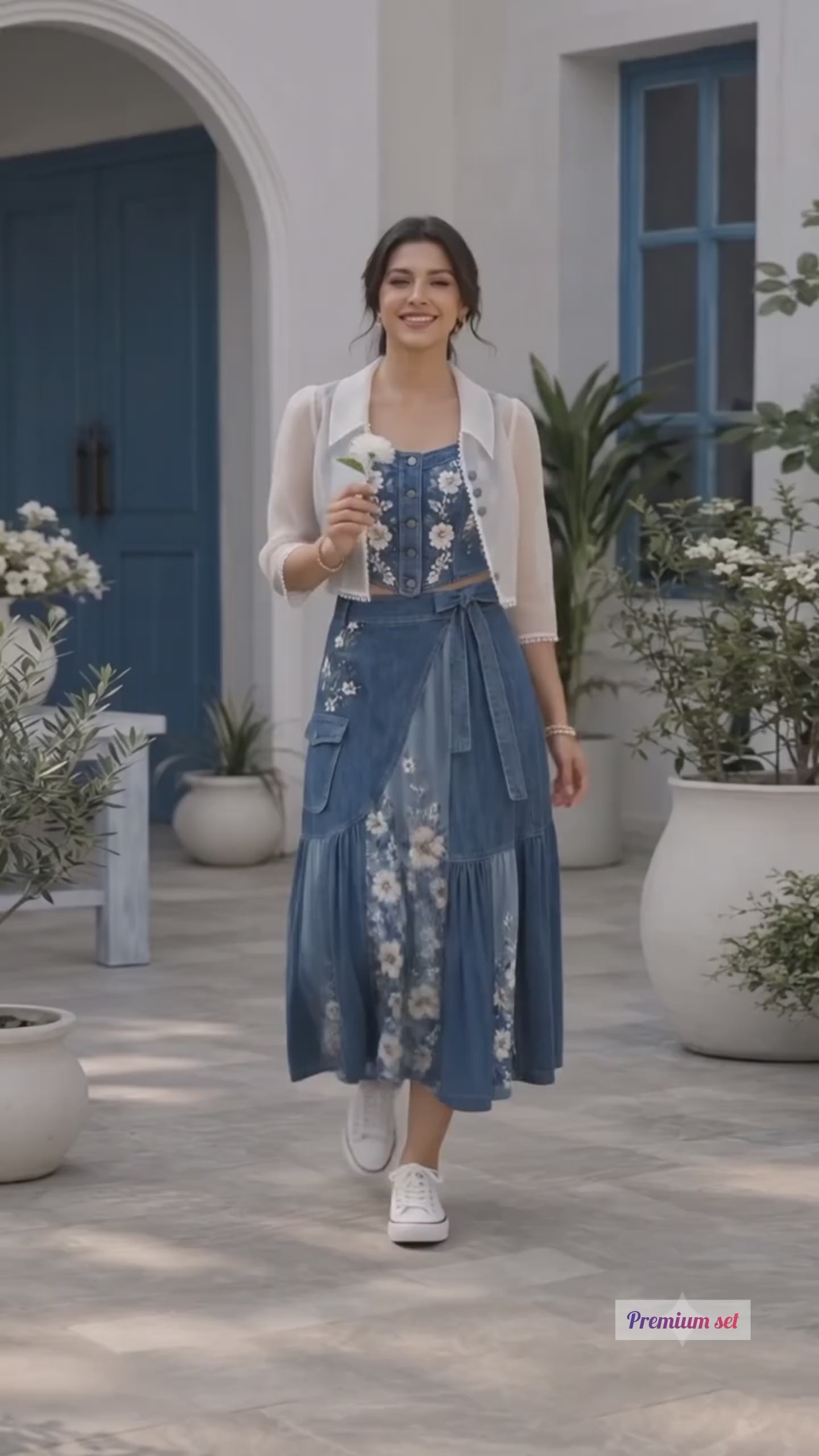 NEXA-PRINTED DENIM LOOK CO-ORD SET