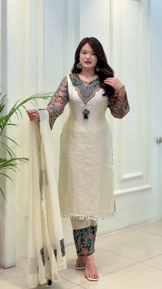 Nakshtra- Straight Kurti  Suit Set with Dupatta